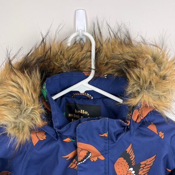 Mini Rodini K2 Wild Duck Padded Parka Winter Coat Navy 128-134 cm 7-9 - Picture 3 of 15